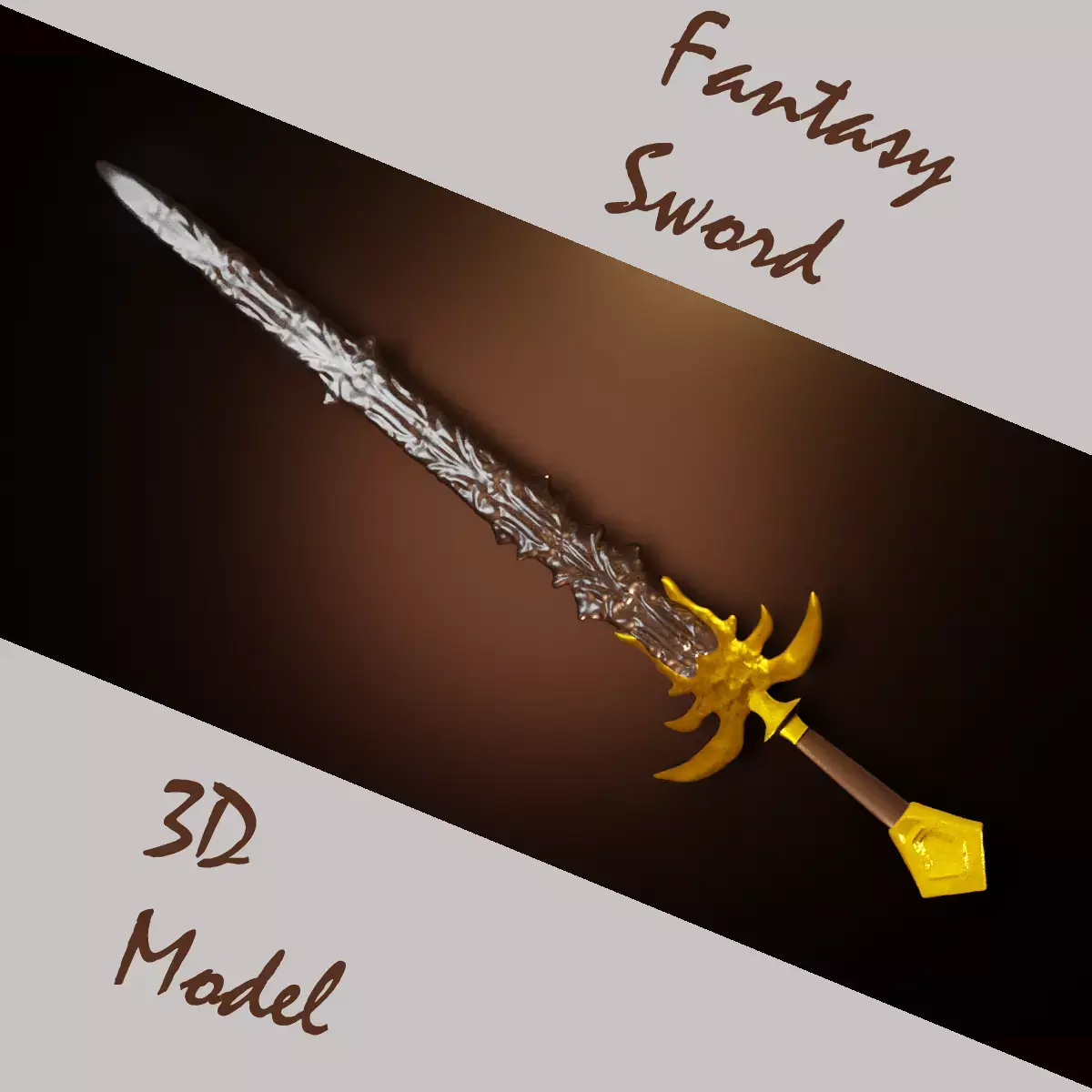 Fantasy sword 3D model 2
