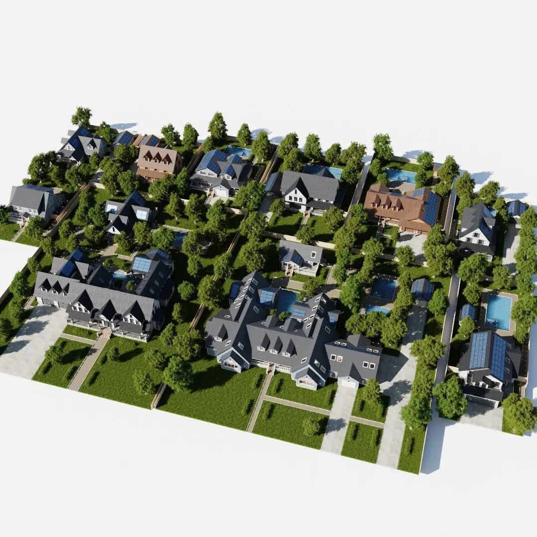 Modular Classic Style American Large 10 House pack with creation tool 3D model