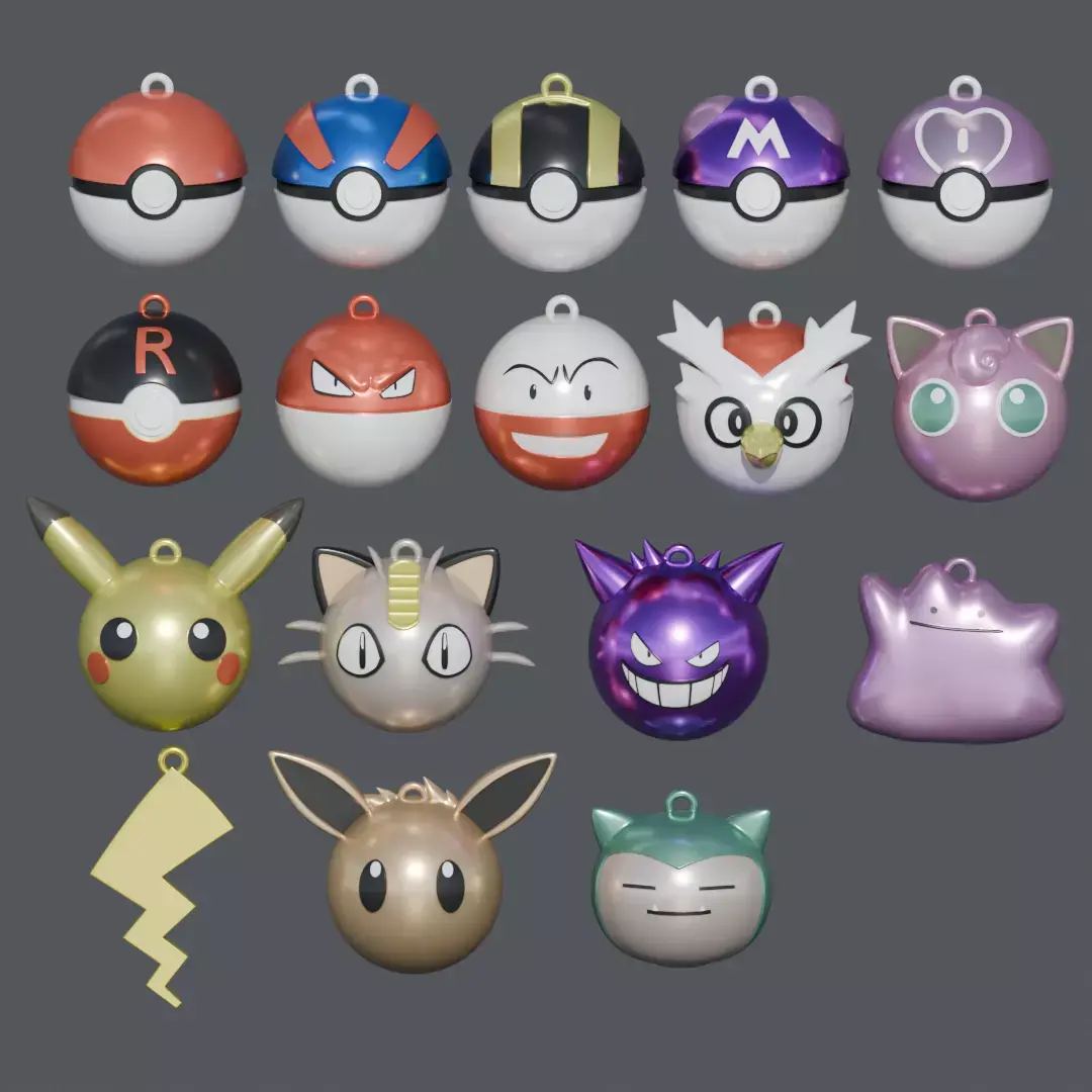 Pokemon Christmas balls decorations 3D print model