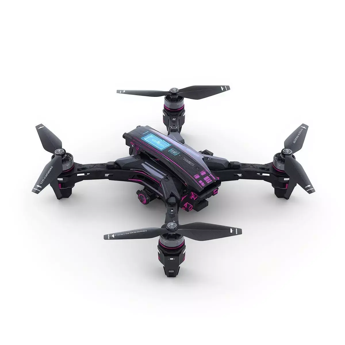 Cyberpunk Recon Drone 3D Model Quadcopter Tech Low-poly 3D model