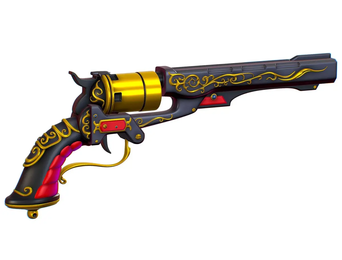 High Poly Multibarrel Short Barrel Revolver Low-poly 3D model