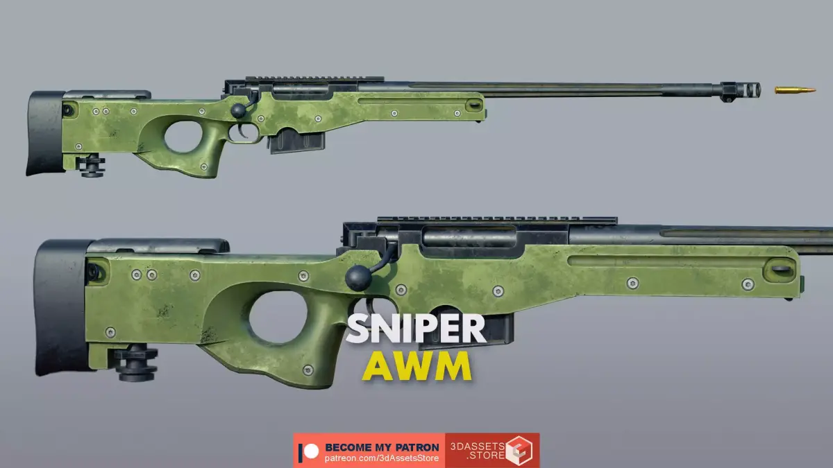Weapon - AWM - Included Highres Low-poly 3D model