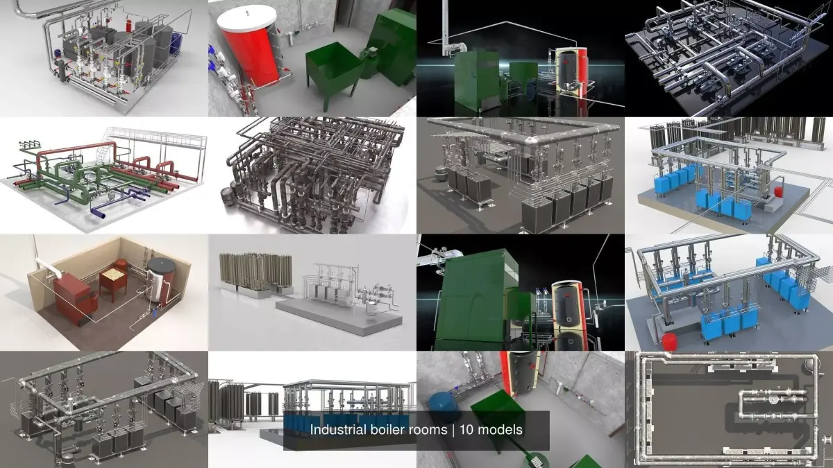 Industrial boiler rooms 3D Model Collection