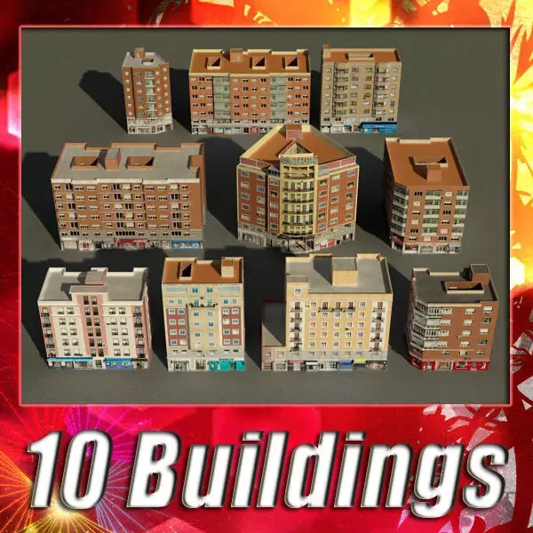 Building Collection 71 - 80 Low-poly 3D model