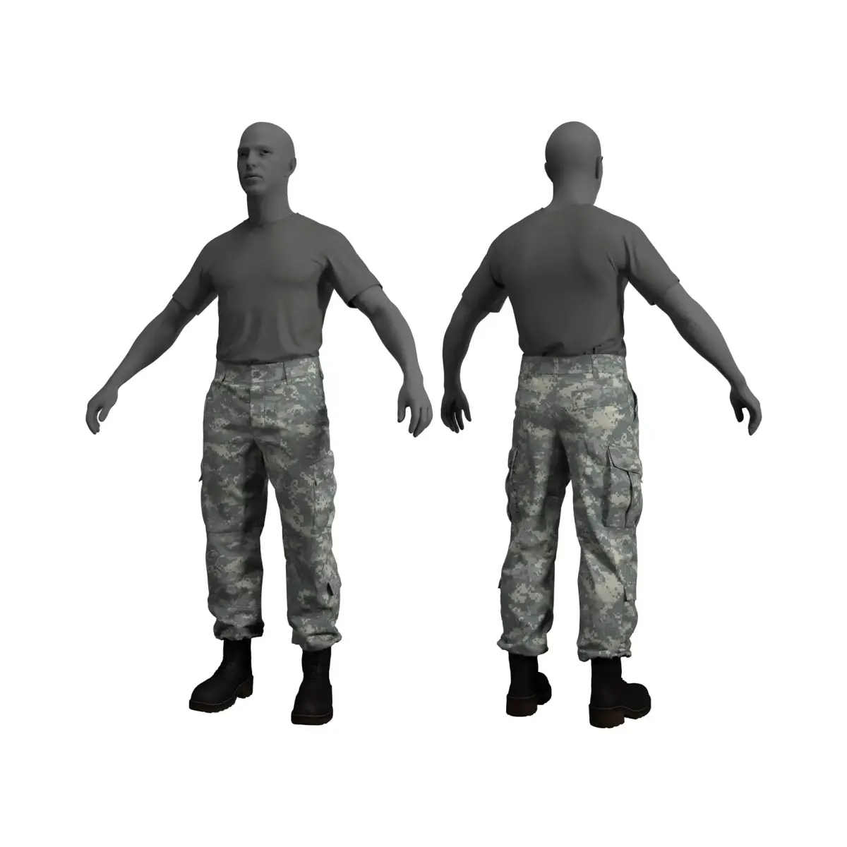 ACU Army Combat Uniform  Pants and Tshirt - Marvelous Designer  3D model