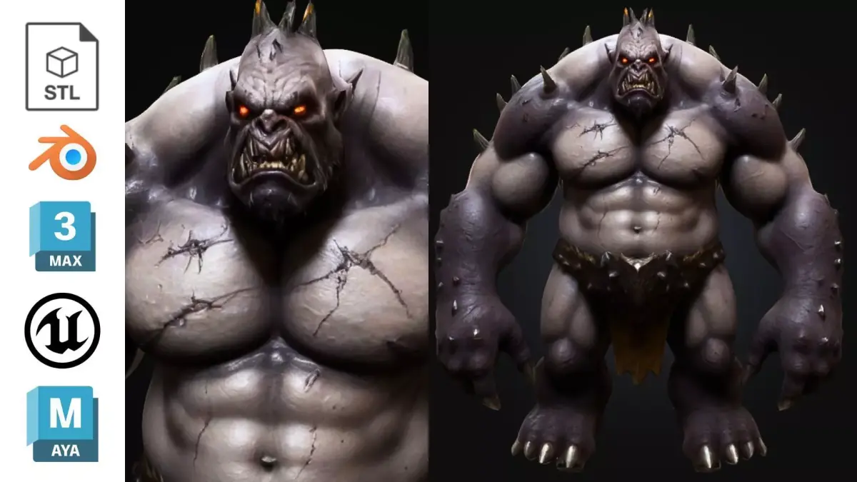 Mutant Ogre with Spikes Low-poly 3D model