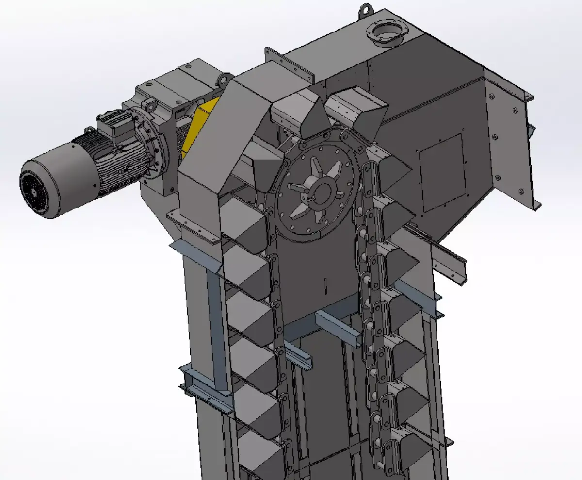 400x17000 mm chain bucket elevator 3D model
