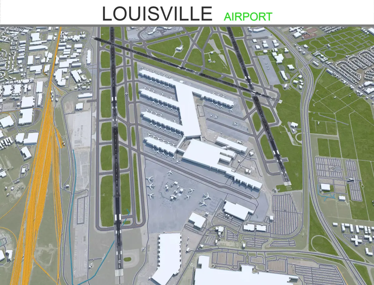 Louisville Airport 15km Low-poly 3D model