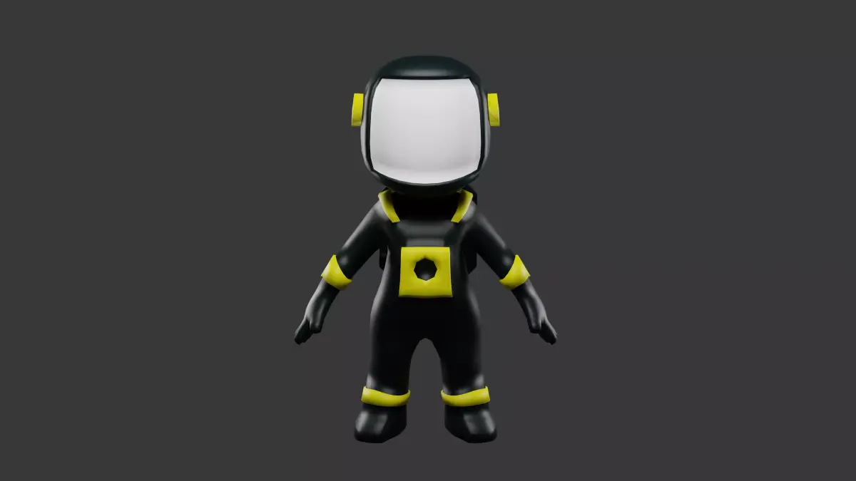 Astronaut character wearing helmet Low-poly 3D model