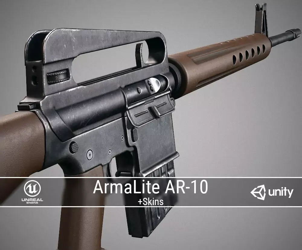 PBR ArmaLite AR-10 Low-poly 3D model