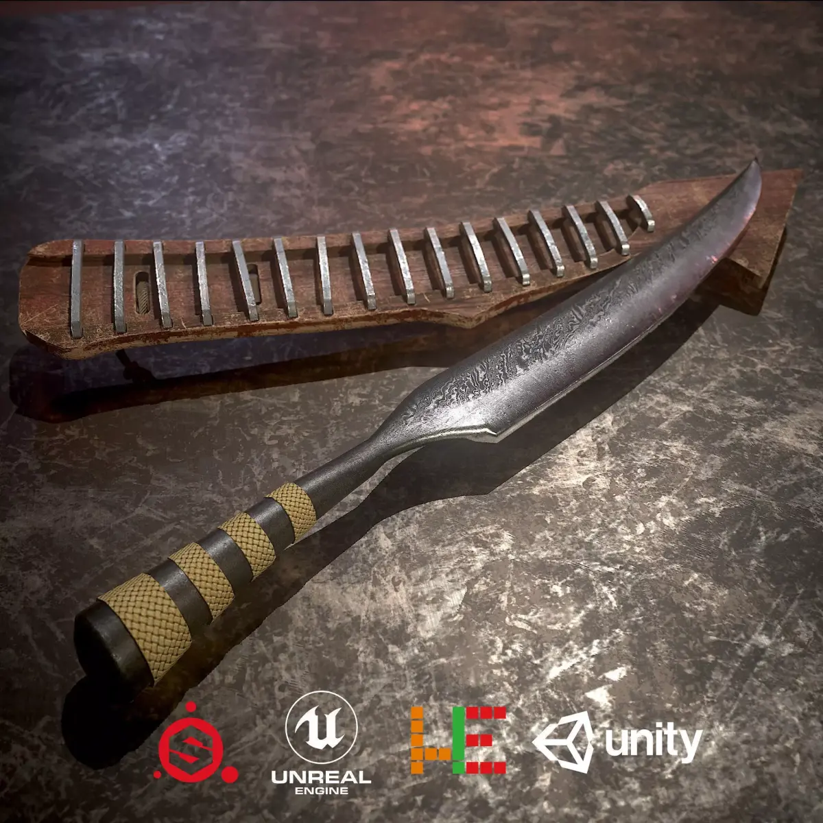 HIE Game Ready Machete D180321 Low-poly 3D model