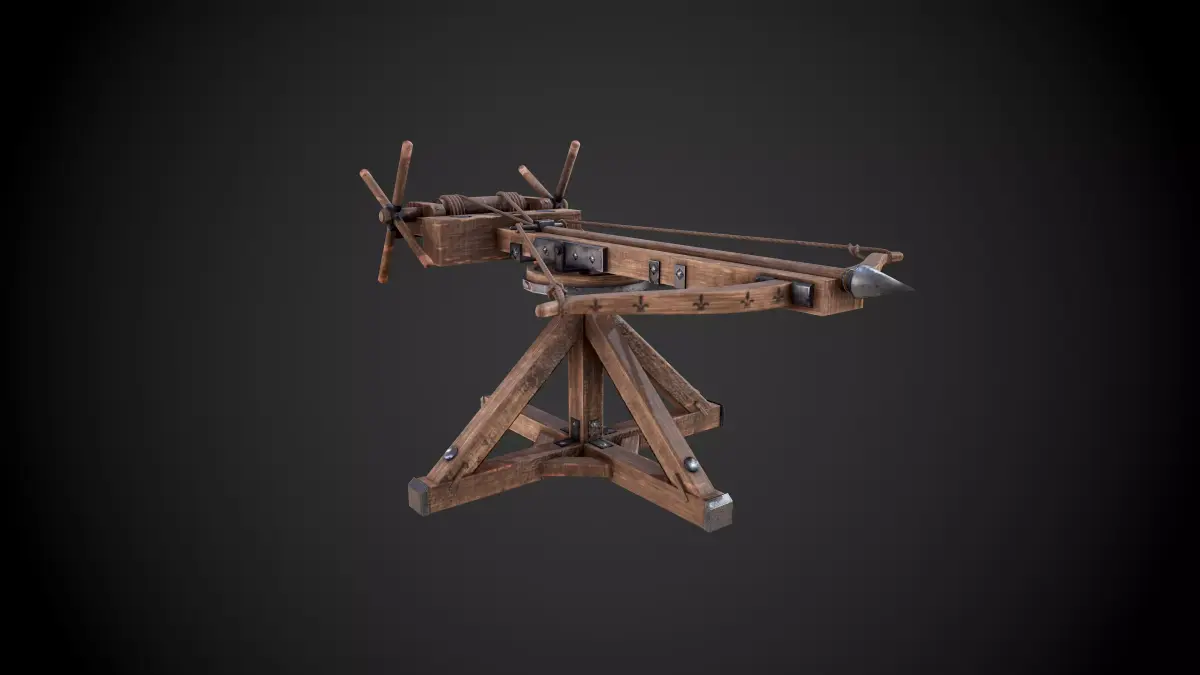 Ballista wooden machine gun Low-poly 3D model