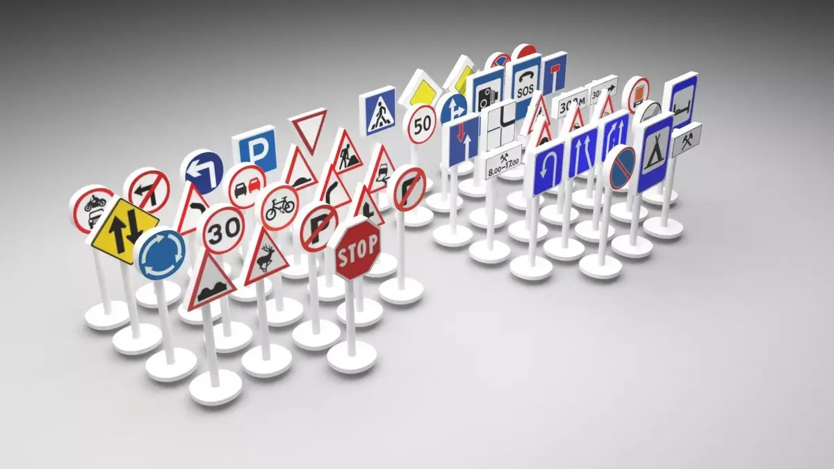 Toy Road Signs Set 3D model