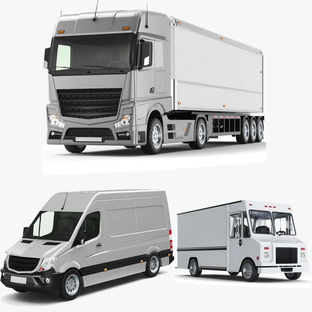 Detailed Three Cargo Trucks  purchase 3D model