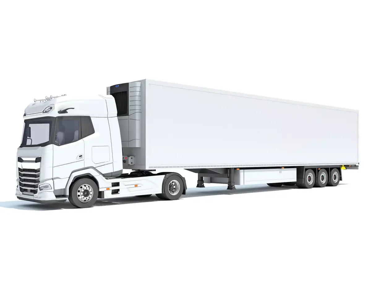 Truck with Reefer Refrigerator Trailer 3D model buy