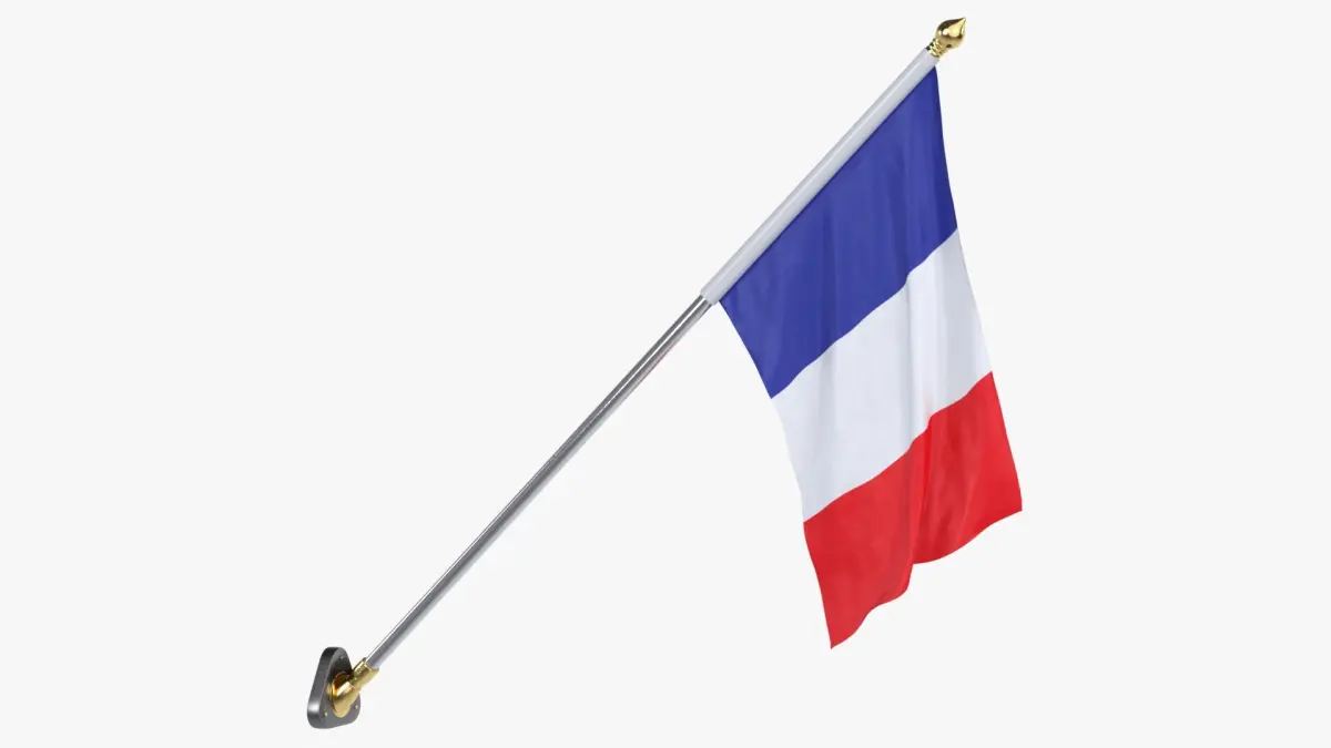 France Cloth Flag Wall Mount Animated 3D model