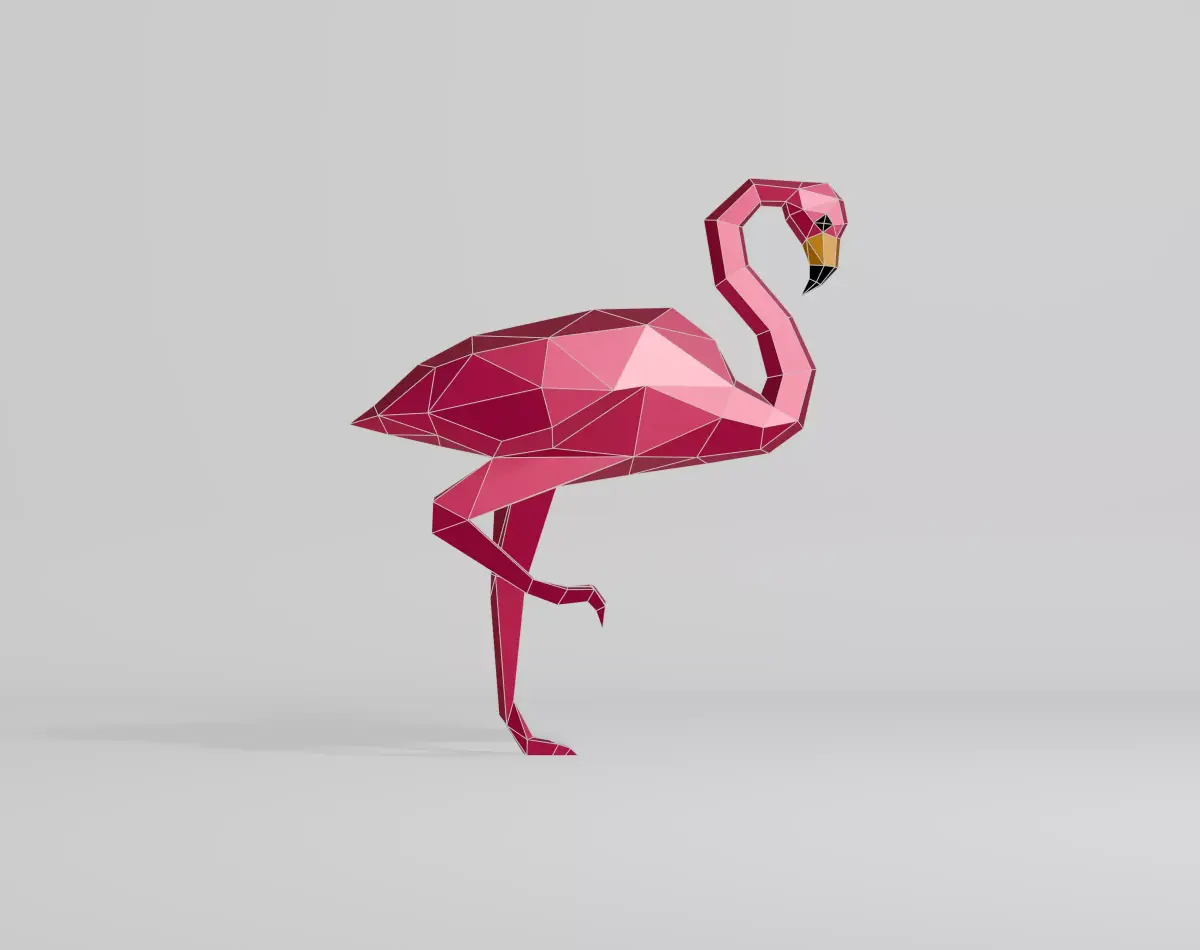 Polygonal Flamingo Low-poly 3D model