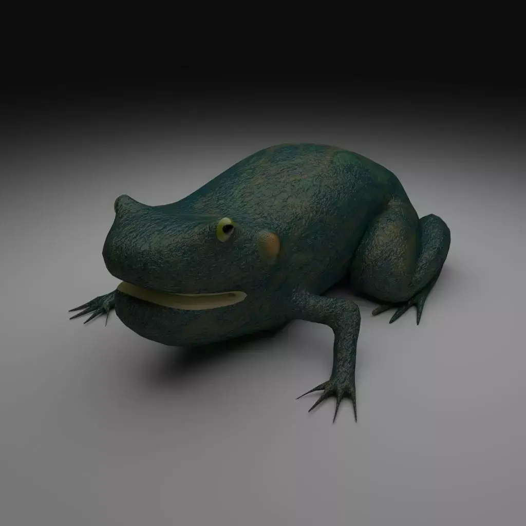 Smooth Blue Frog - Cartoon Style Free low-poly 3D model