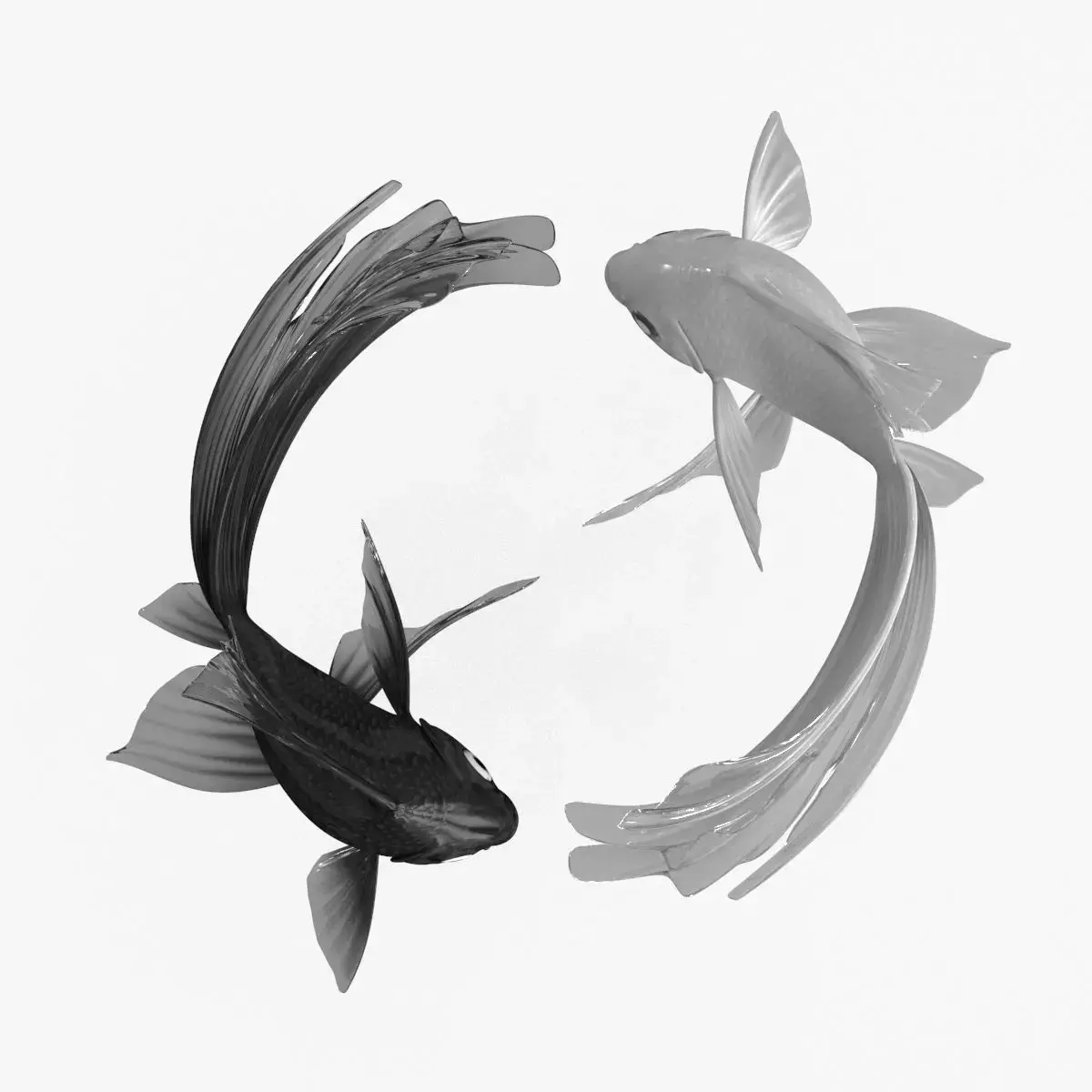 Yin Yang Black White Low-poly 3D model