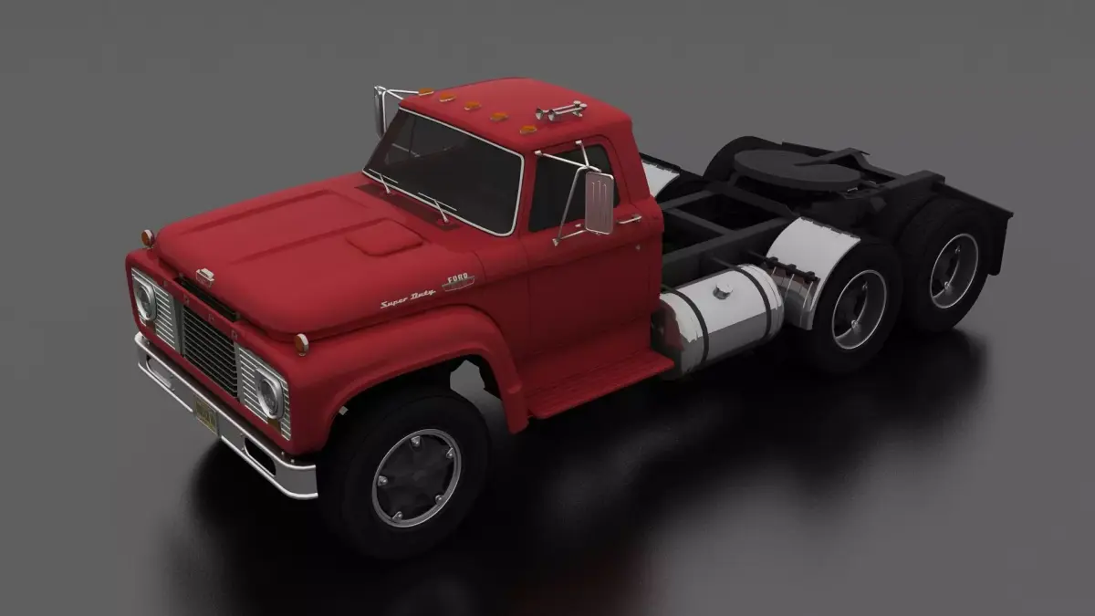 T-Series T-850 Semi Truck 1964 Tandem Axle Low-poly 3D model