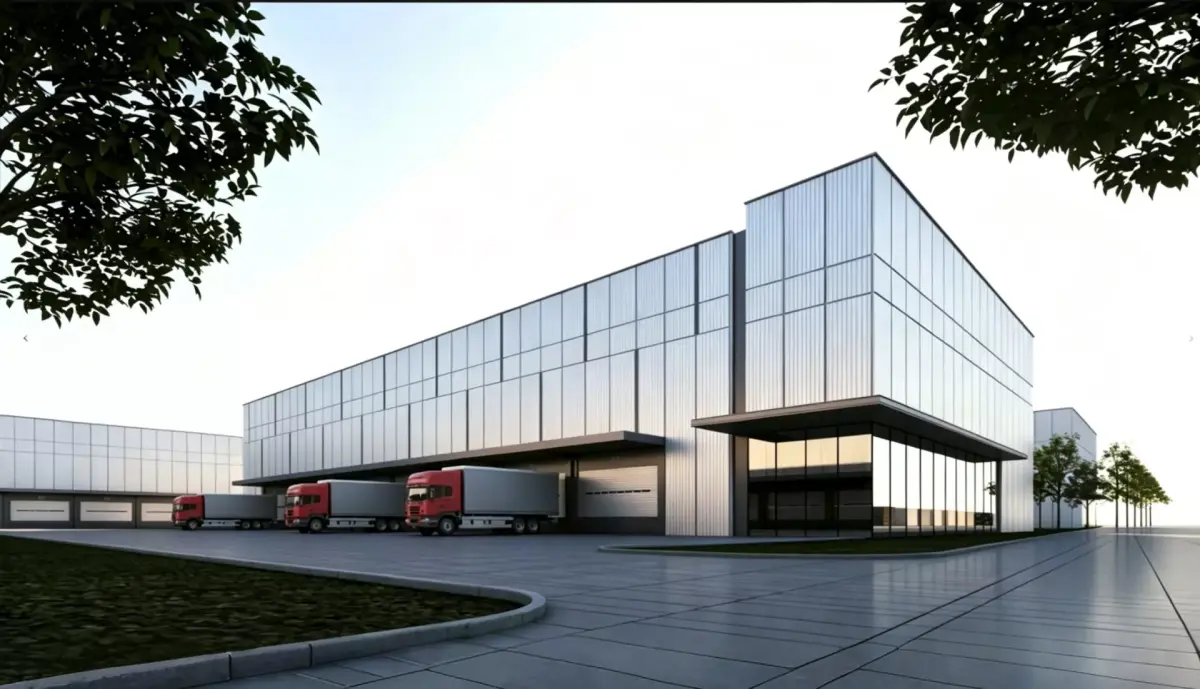 modern factory building 3D model
