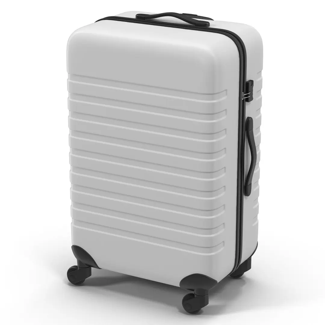 Plastic Trolley Luggage Bag White 3D model