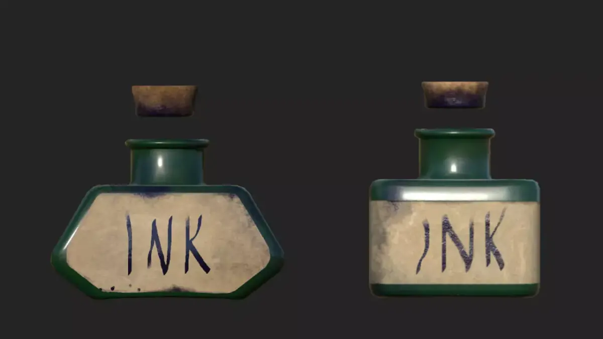 Inkwell ink bottle Low-poly 3D model