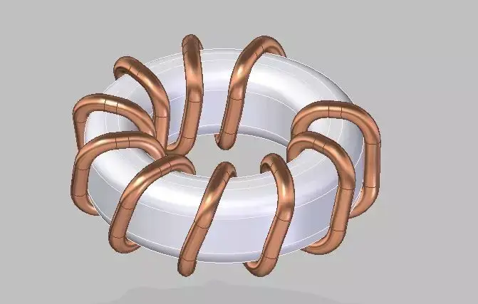Toroid copper coil 3D model