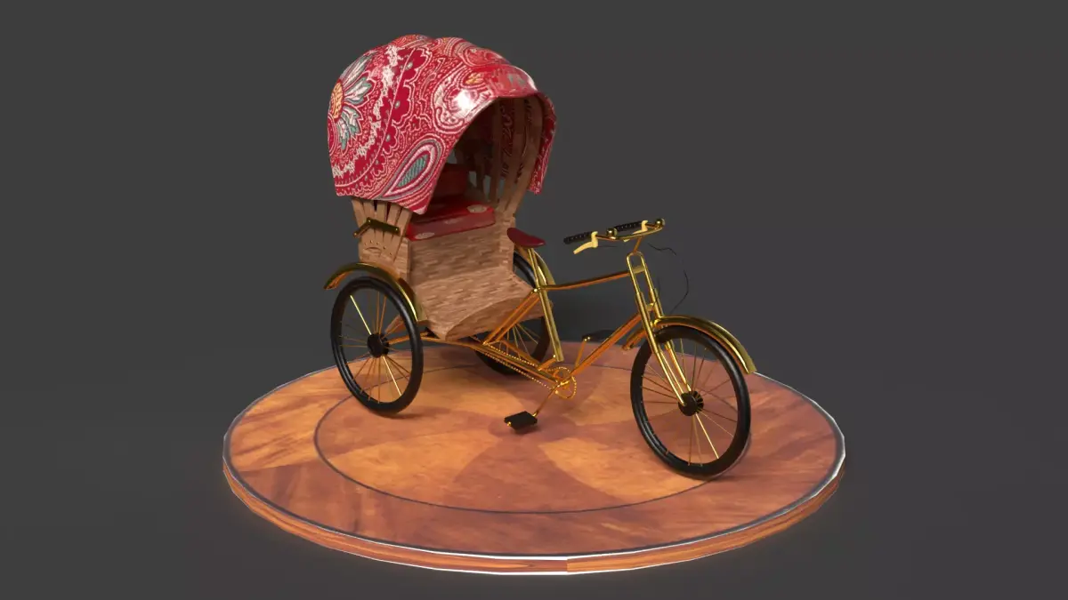 Chinese rickshaw  figure  Low-poly 3D model
