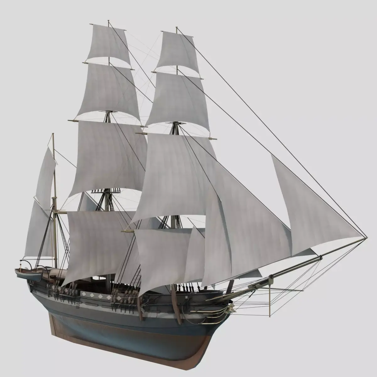 HMS Beagle 1831 - Charles Darwin Ship - LowPoly Low-poly 3D model