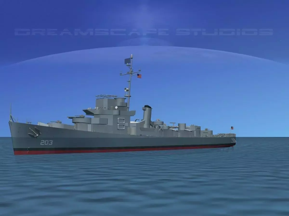Destroyer Escort DE-203 USS Thomason 3D model