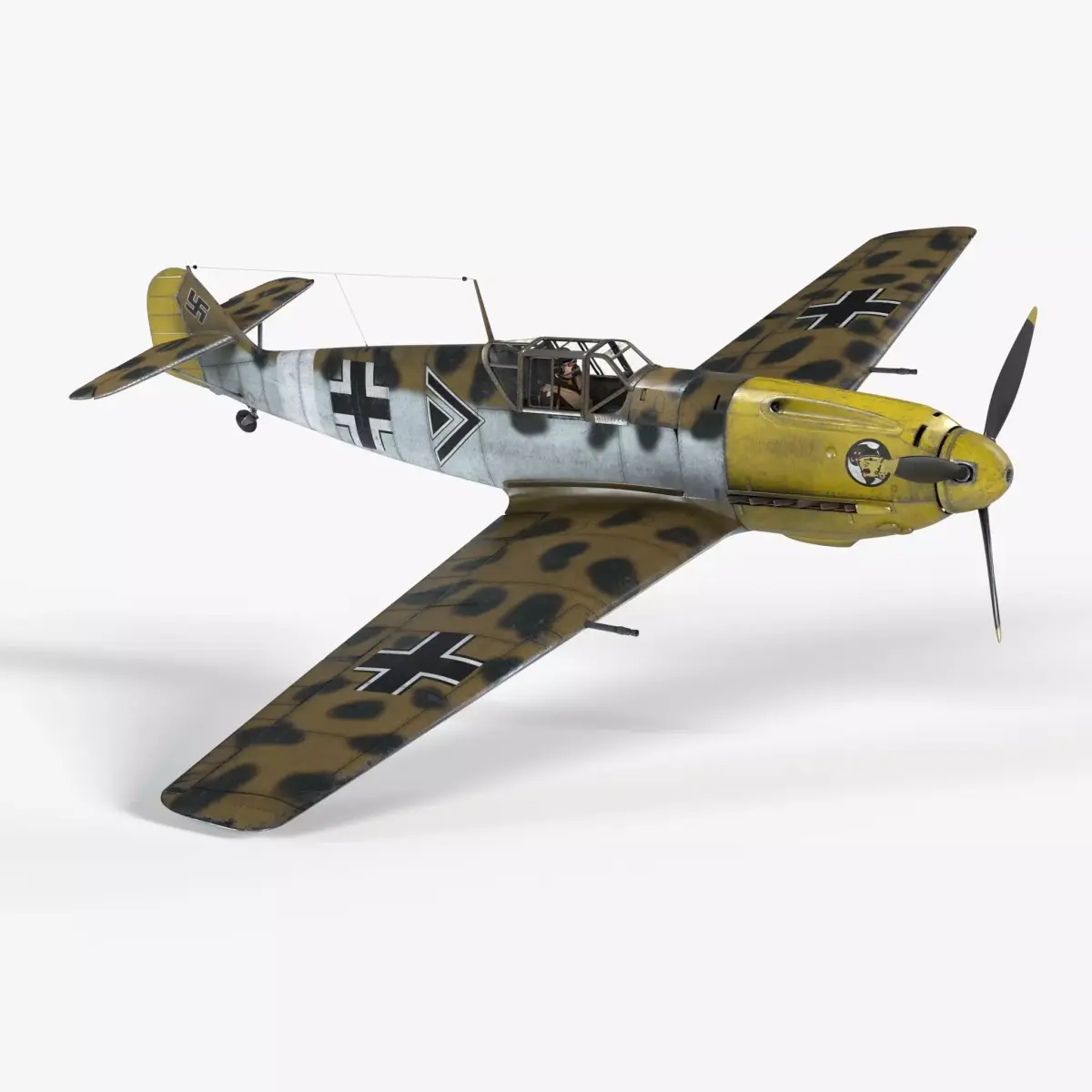 Messerschmitt BF109 German Fighter Airplane North Africa V3 3D model