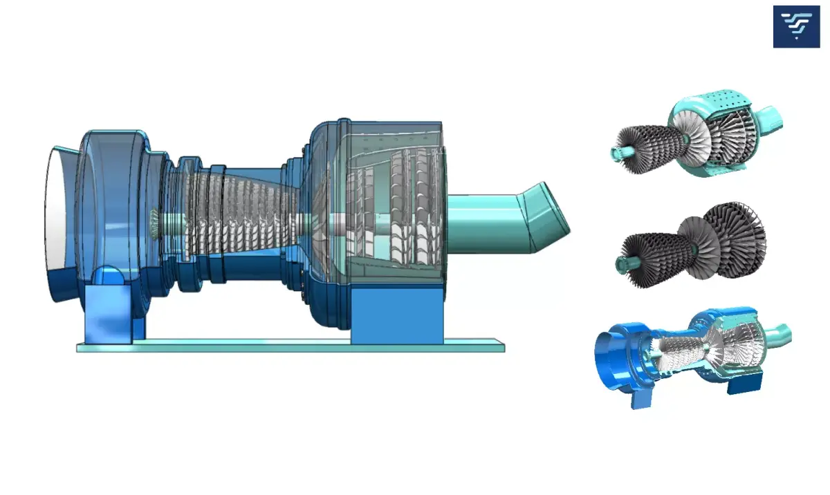 3D Jet Engine Model High Detail Gas Turbine CAD Design 3D print model
