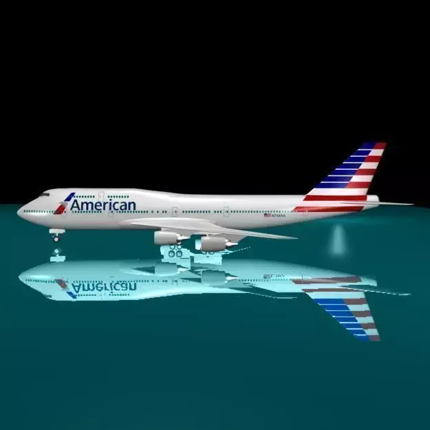 American Airlines New Logo  747 - 400 3D model