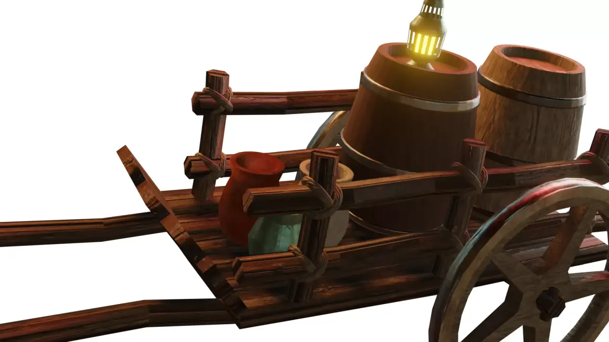 PBR Game Asset Fantasy Wagon Low-poly 3D model