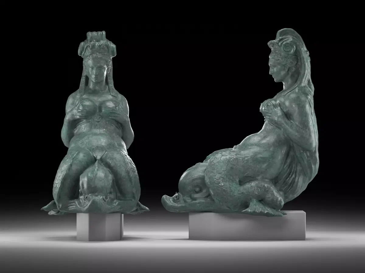 Mermaid aged bronze Low-poly 3D model
