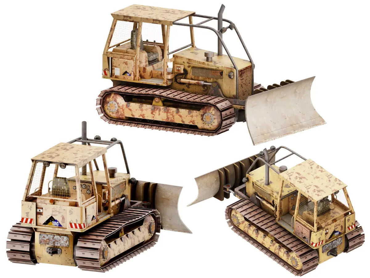 bulldozer Low-poly 3D model 4