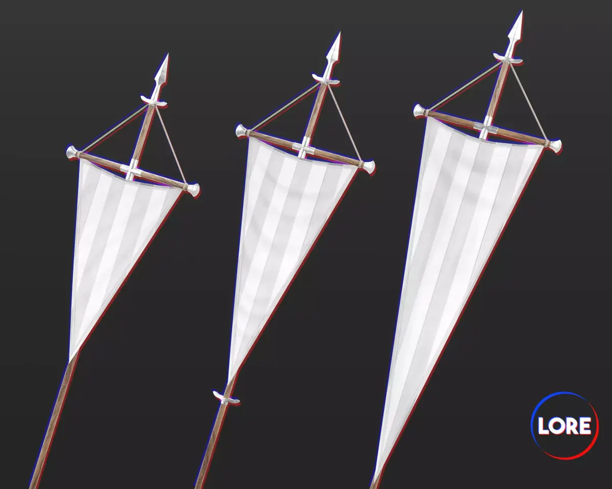 Medieval Elegant Decoration Flags and Banners Low-poly 3D model