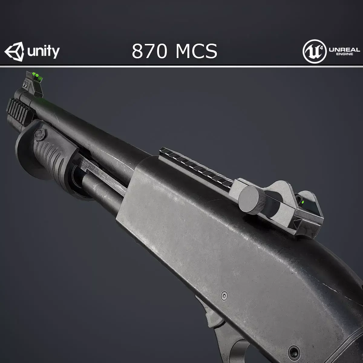 870 MCS Shotgun Low-poly 3D model