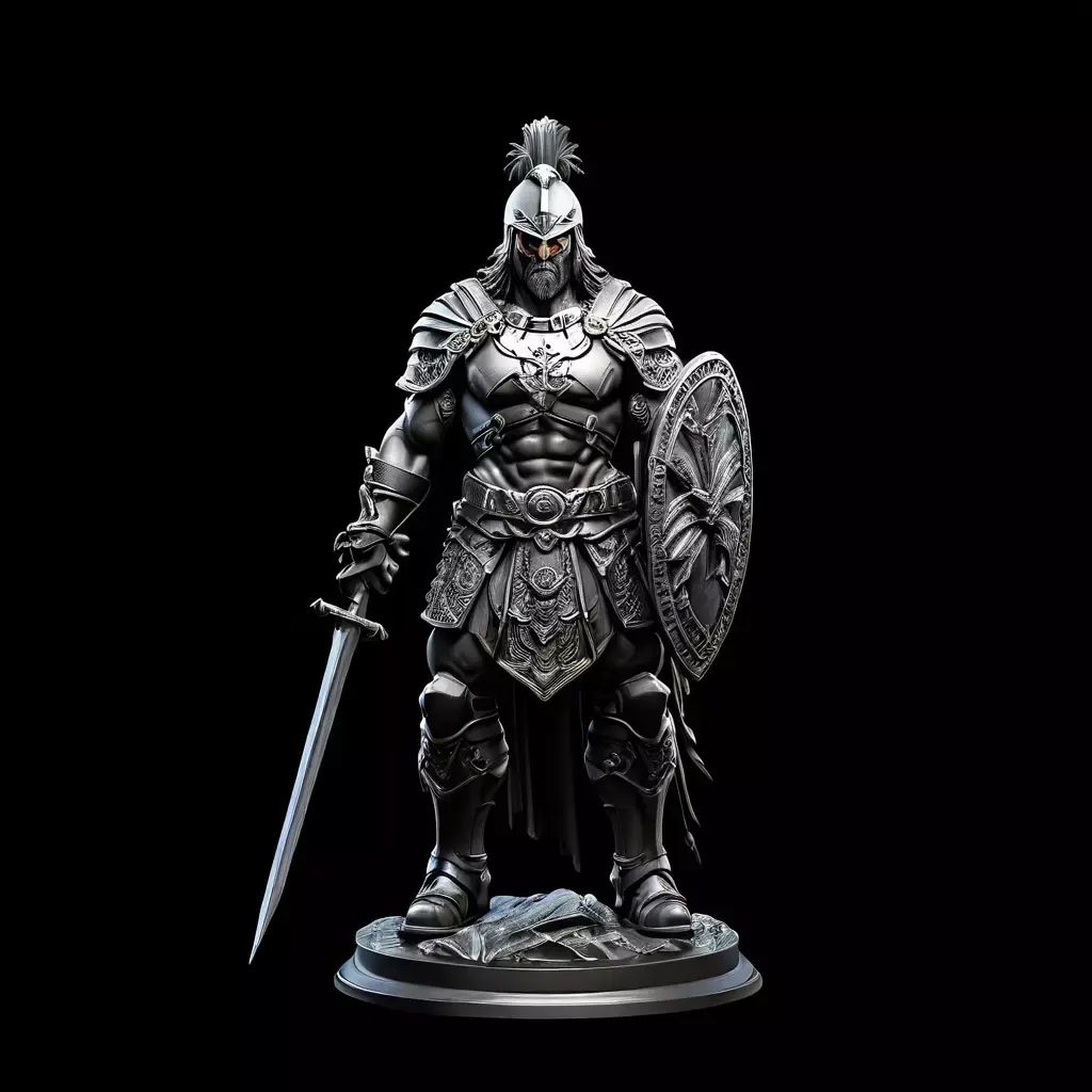 Highly Detailed Spartan Warrior Statue Low-poly 3D model