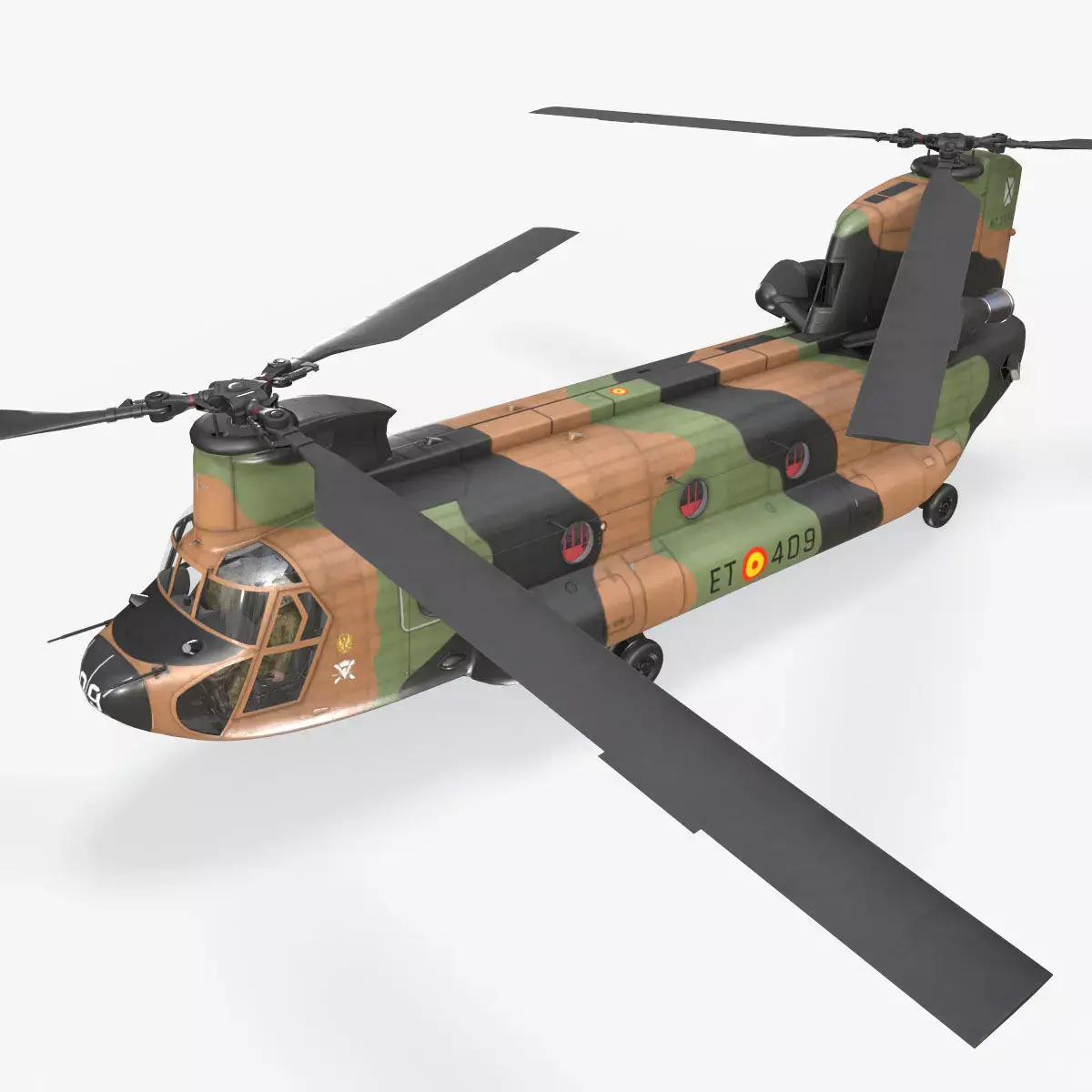 CH-47D Chinook Spanish Army Complex Animation Low-poly 3D model