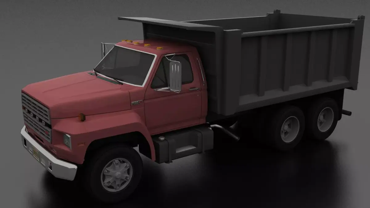 F-Series F-800 Dump Truck Tandem Axle 1980 Low-poly 3D model