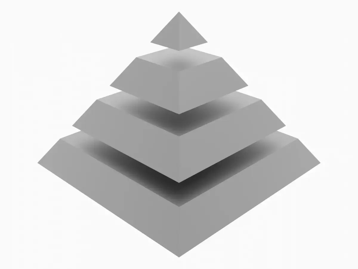 Pyramid Separated in 4 Parts Low-poly 3D model