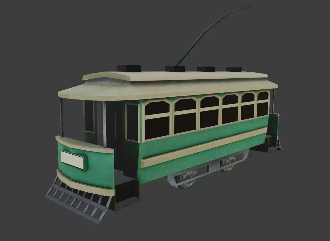 Low poly JG Brill Tramway  Low-poly 3D model