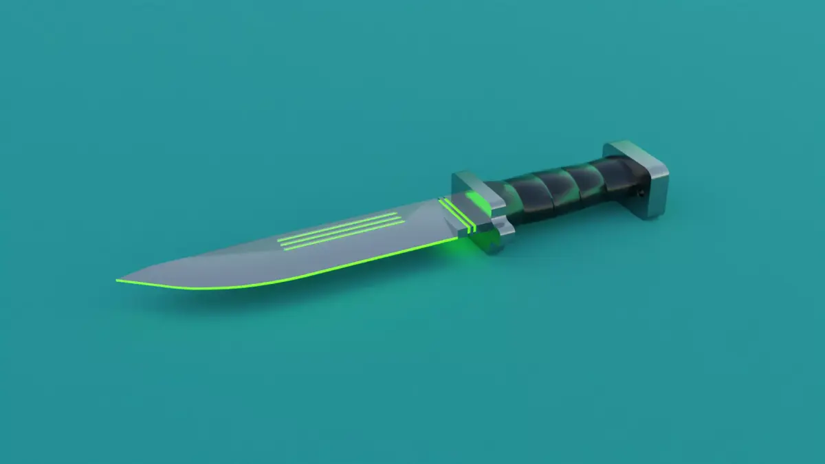 SCI-FI knife 3D model green Low-poly 3D model