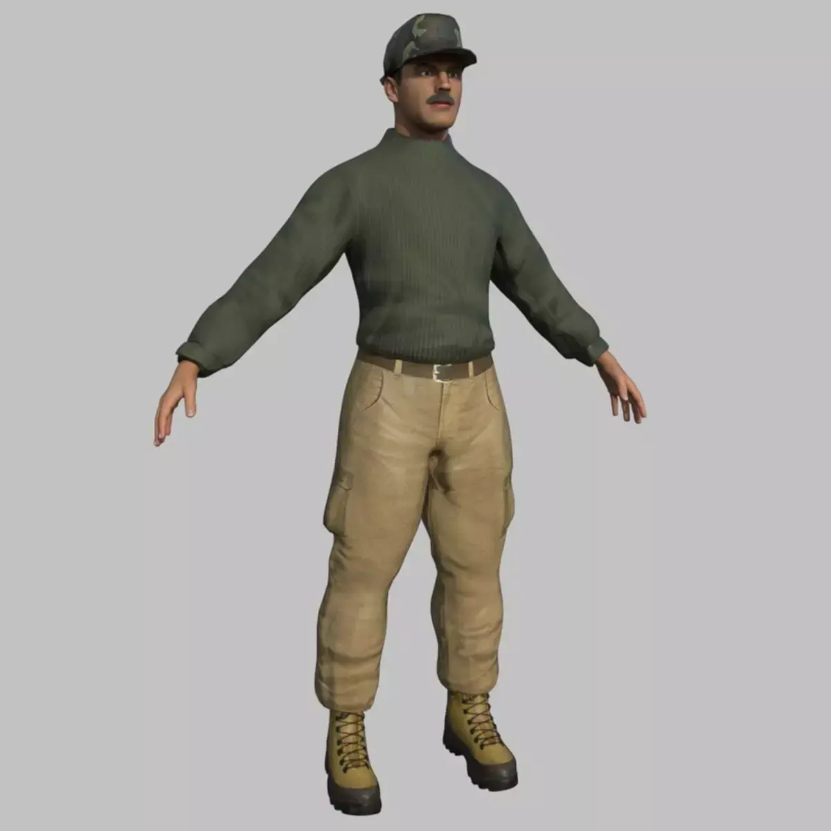 Rigged Sergeant - Maya Rig Low-poly 3D model