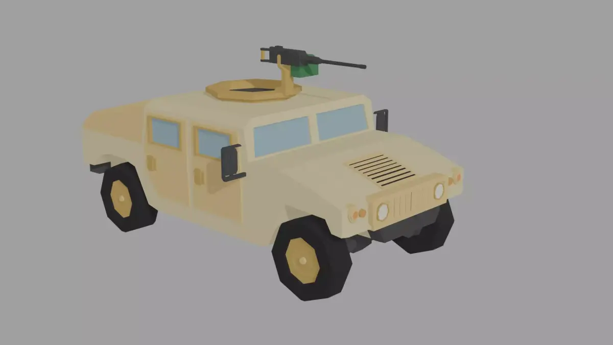 Low Poly HMMWV military vehicle with gun Low-poly 3D model