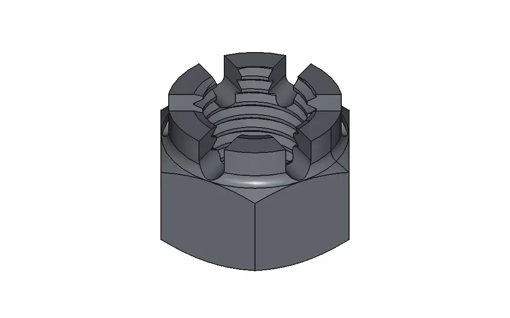M20 Castle Nut 3D model
