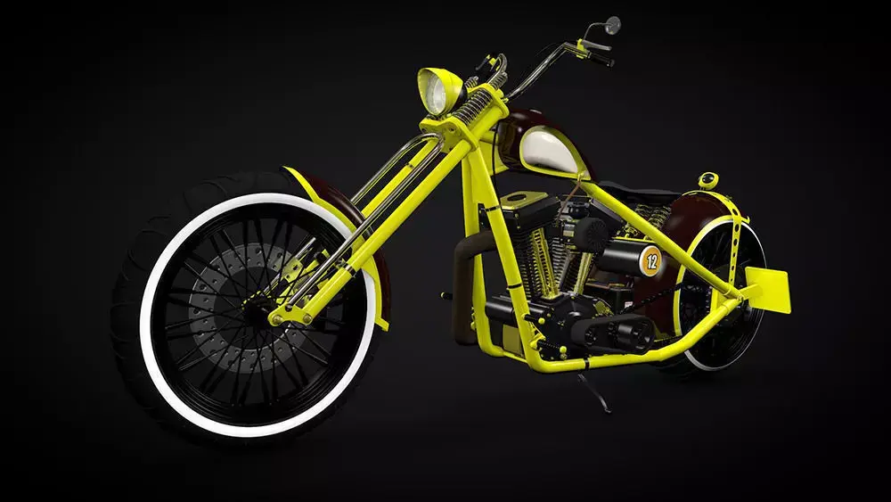 Custom yellow chopper 3D model