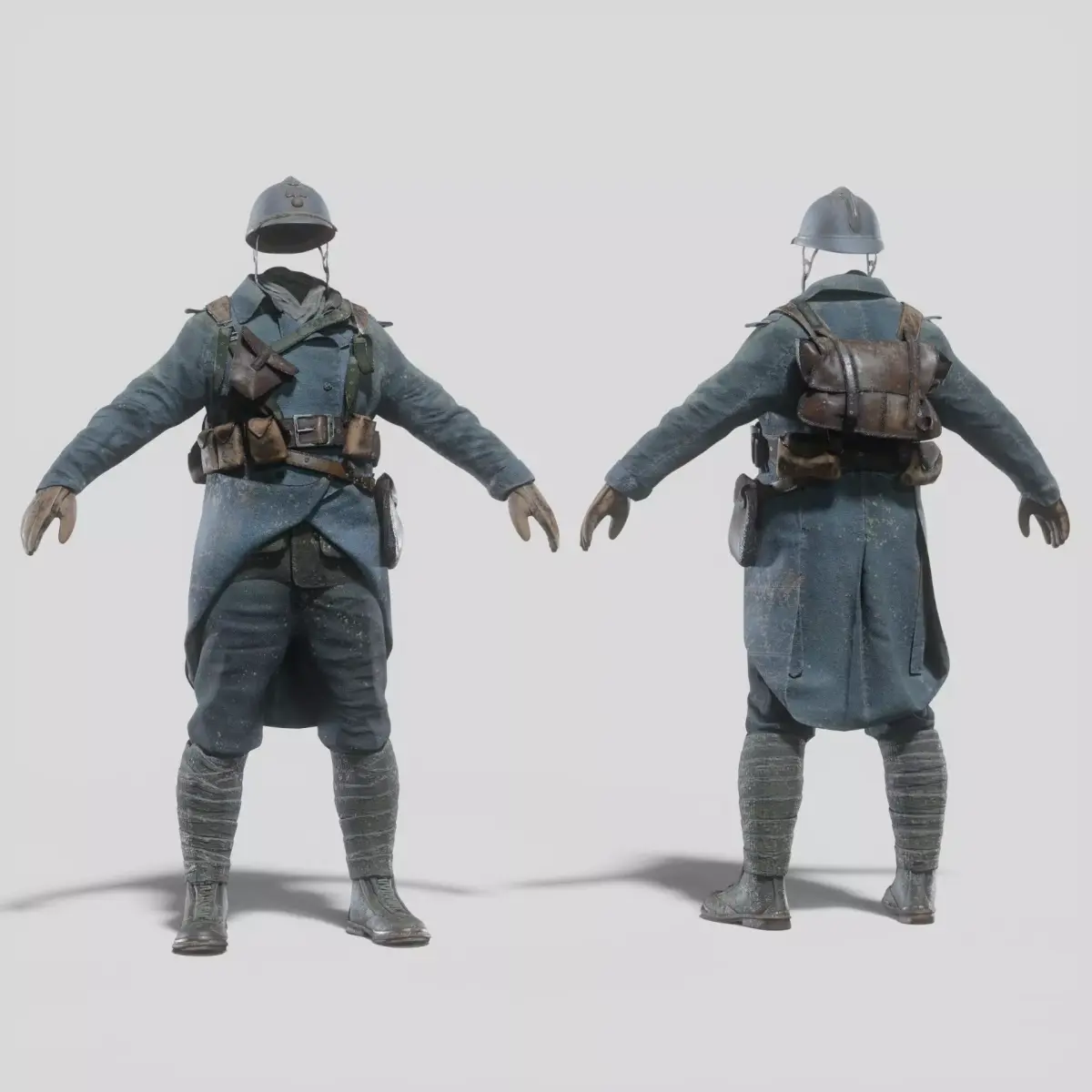 SOLDIER WWI French Rigged 3D model